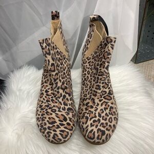 Toms Leopard Print Wedge Bootie